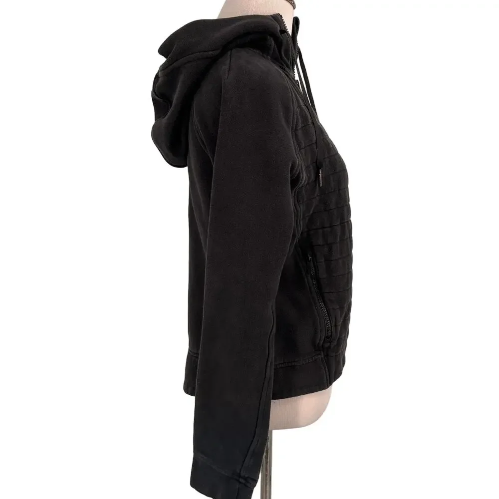 Lululemon Black Fleece Be True Quilted Hoodie Zip Up Jacket Size 4